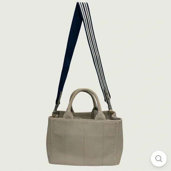 Prada Gray Small Canapa Canvas Women's Bag Authentic